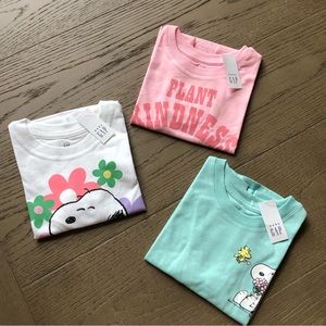 Baby Gap Peanuts SET 3-pc T-shirts 4T OR 5T Snoopy Charlie Brown SOFT Tees NWT!!